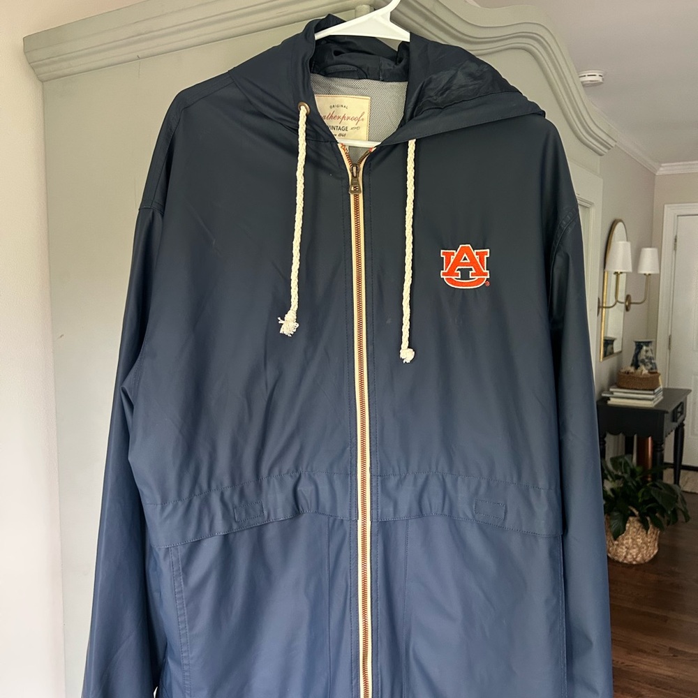 Auburn Tigers Weatherproof Blue Raincoat with Hood and Drawstring